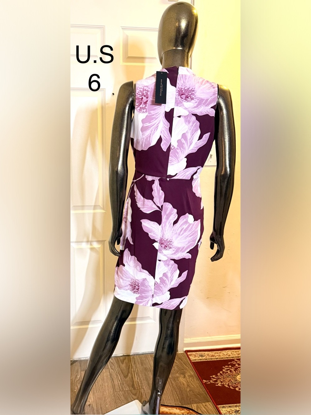 Sleeveless Purple Floral Sheath Dress